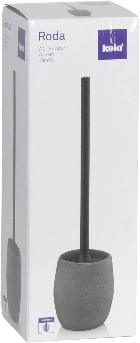 kela WC-Garnitur Roda, Ø 10,5 cm, Zement, beige, Kunststoffgriff, 23681 Beige WC-Garnitur, Beige WC-