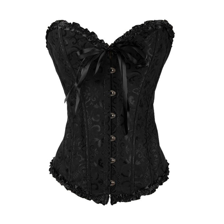 Damen Korsett Bauchweg Vollbrust Corsage Top Gothic Burlesque Schnüren Bustier Schwarz XXL, Schwarz