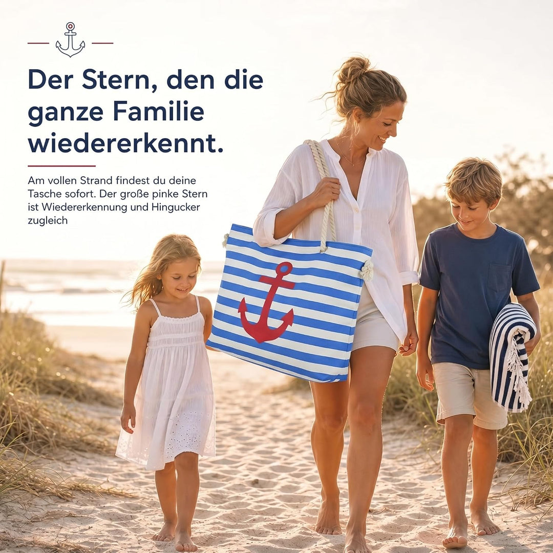 Sonia Originelli XXL Weekender mit Anker, grosse maritime Strandtasche und Reisetasche für Familie,