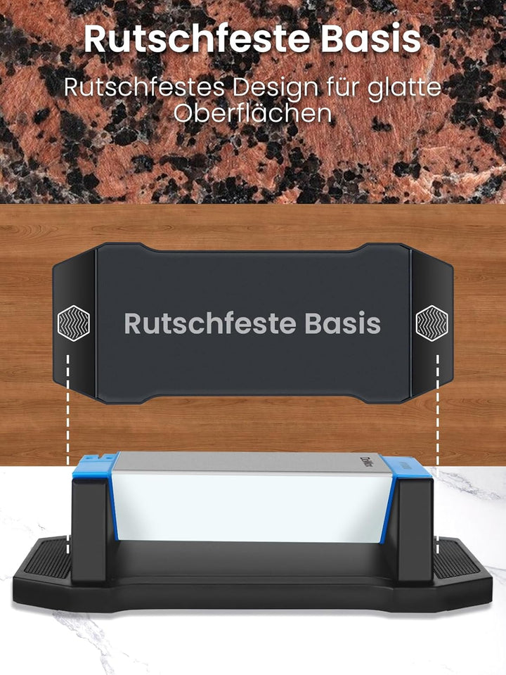 Diamant-Schärfstein, 3-Seiten-Körnung 400/1000/8000, Premium Diamant- & Keramik-Schleifstein mit Win