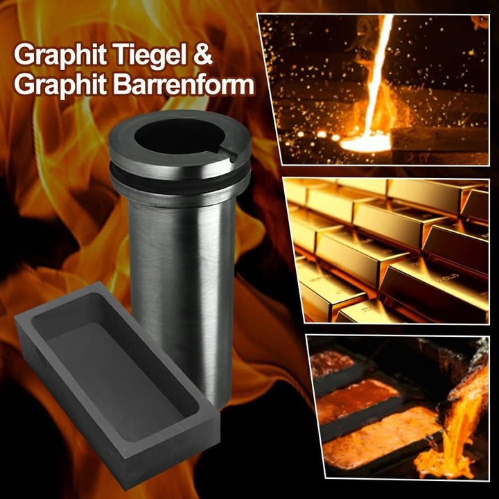 TOAUTO 3KG Digitale Schmelzofen 1400W 2000F, Automatischer Schmelzofen Kit mit Graphittiege und Grap