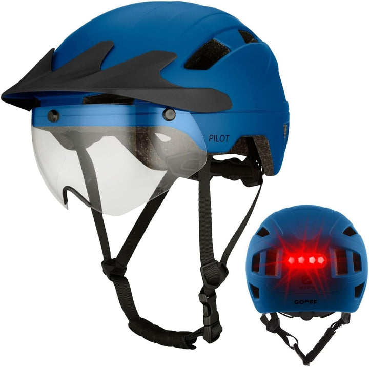 GOOFF Pilot S-Pedelec Helm - Schutz für schnelle E-Bike Fahrten – Fahrradhelm mit Visier und Licht –