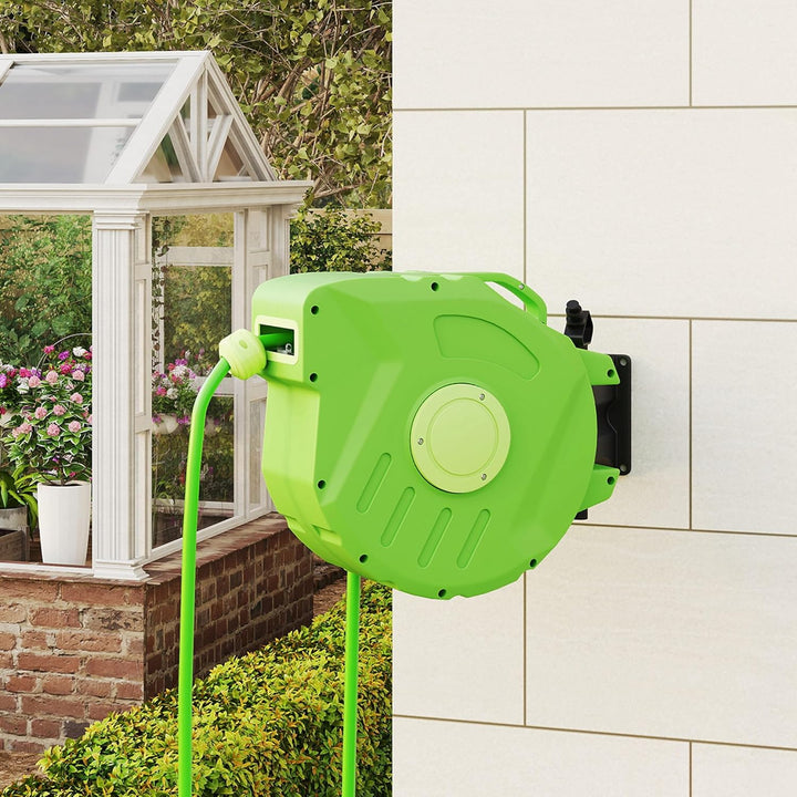 Outsunny Schlauchtrommel 15+1,5m Schlauchaufroller Automatik schwenkbar Druckluft Garten 180° schenk