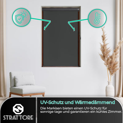 Strattore Ausziehbare Senkrechtmarkise Vertikalmarkise 120 x 250 cm - Markise mit Kurbel für Terrass