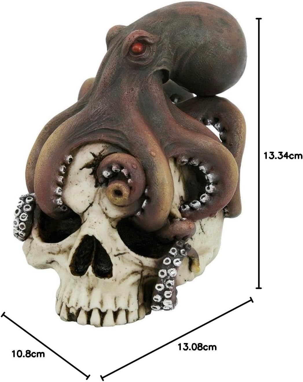 Pacific Trading Octopus Wrapped Around Human Skull Figurine Skeleton Pirate Kraken Ocean Sea New