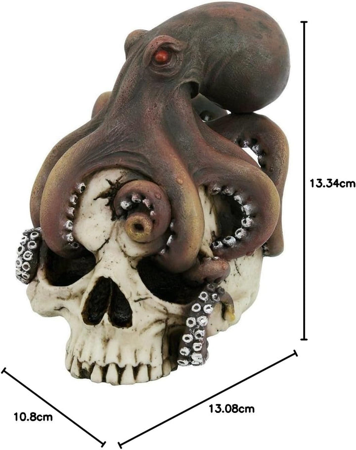 Pacific Trading Octopus Wrapped Around Human Skull Figurine Skeleton Pirate Kraken Ocean Sea New