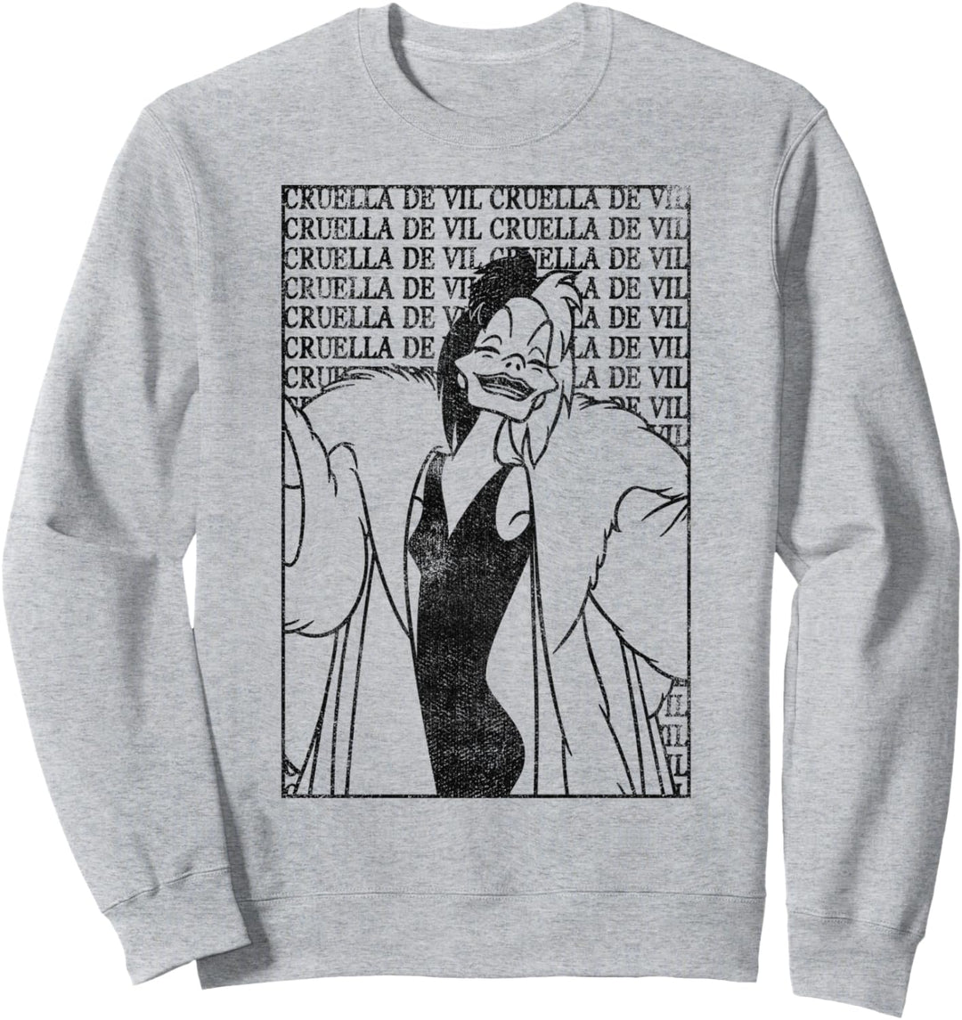 Disney Villains Cruella De Vil Word Wall Portrait Poster Sweatshirt