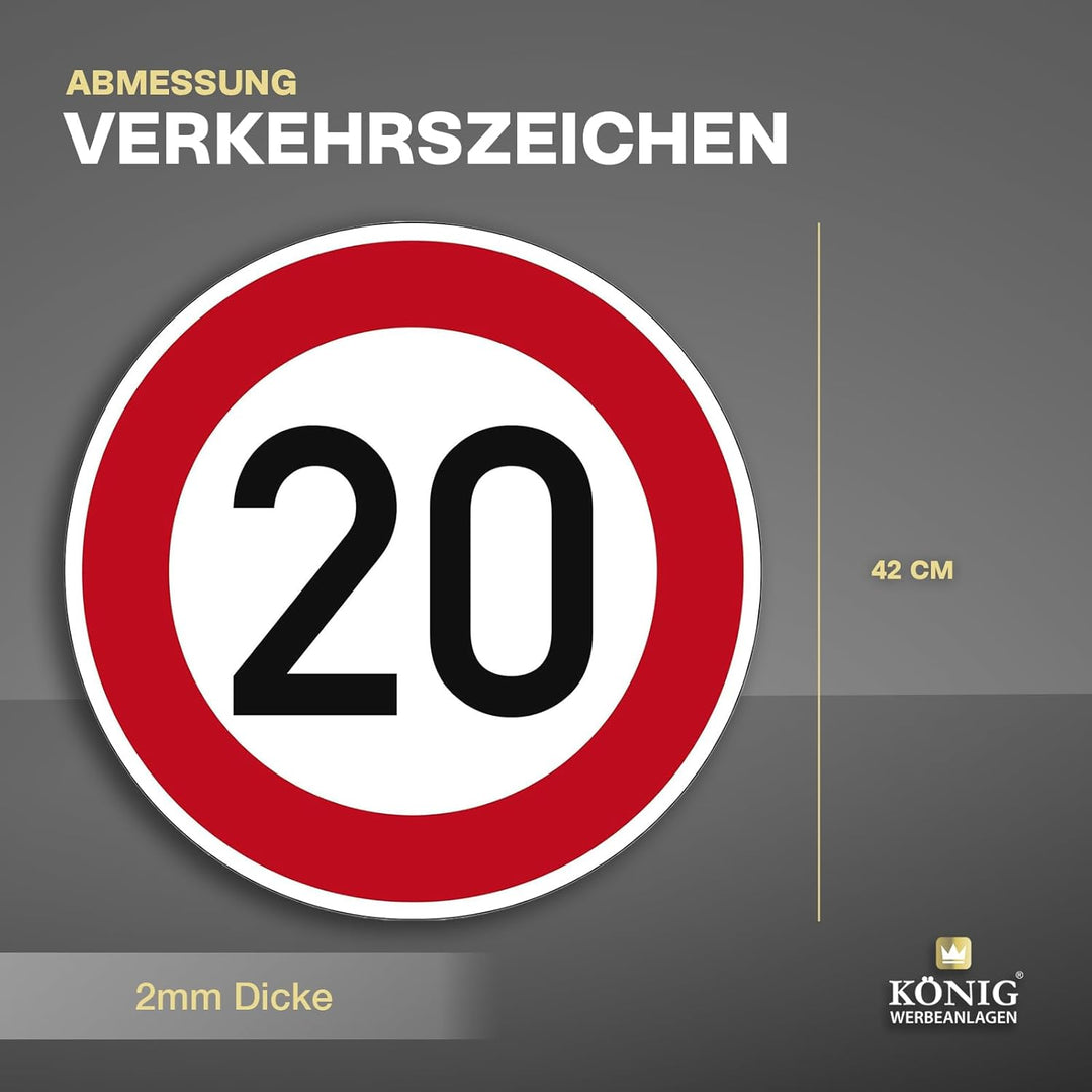 Verkehrszeichen Zulässige Höchstgeschwindigkeit 20 Nr. 274-20 | Ø 420mm, Alu 2mm, RA1 | Original Ver