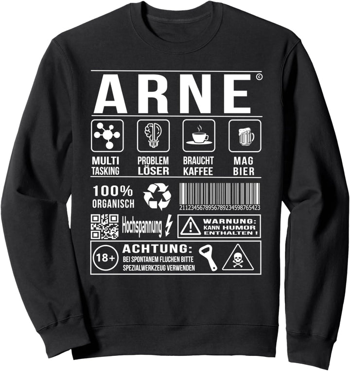 Vorname Arne Lustiger Spruch Humor Sweatshirt
