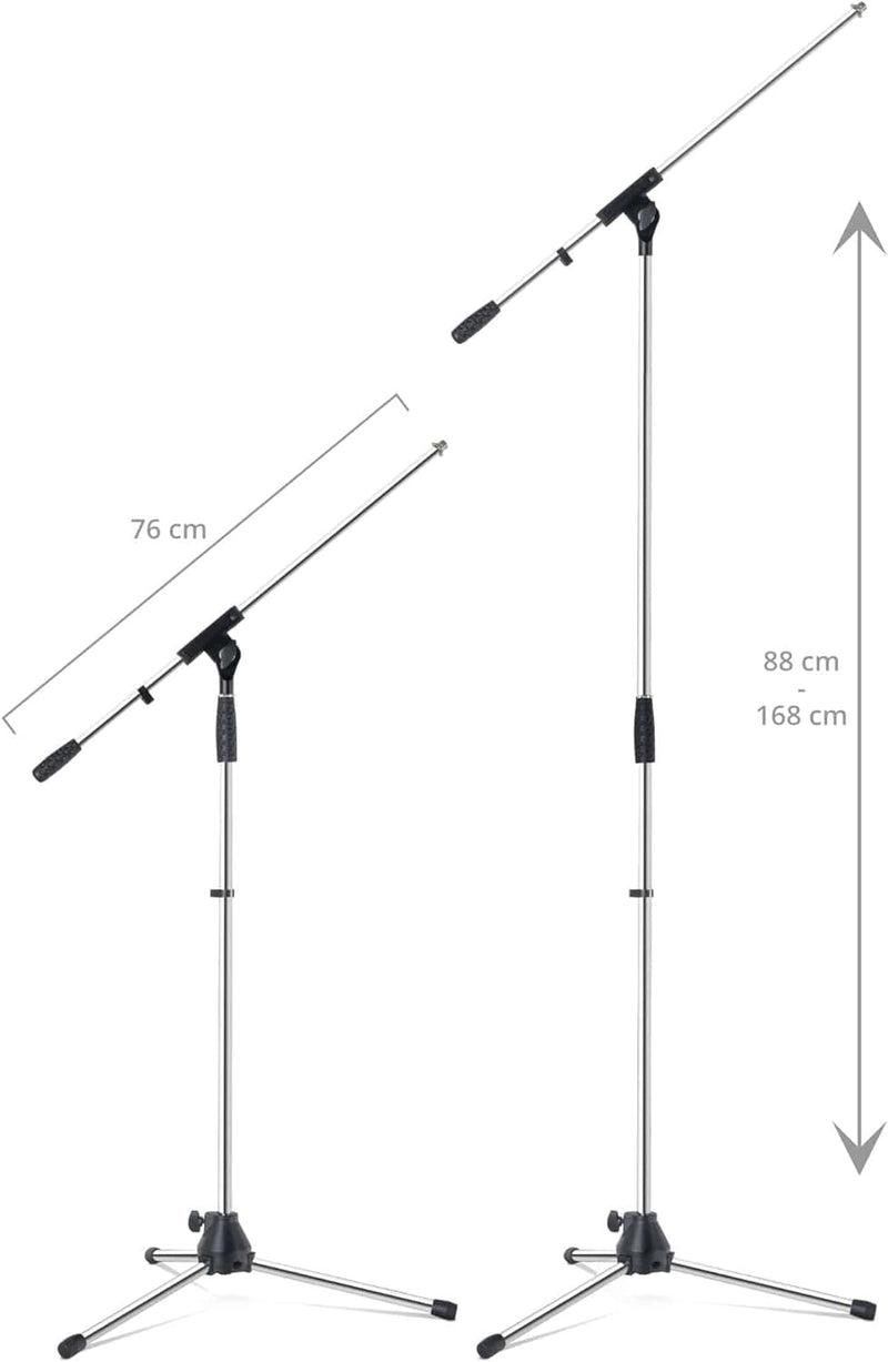 Pronomic Mikrofonständer MS-25C Pro 3x Set - dreibeinig mit Gummifüssen - Galgen in Länge und Neigun