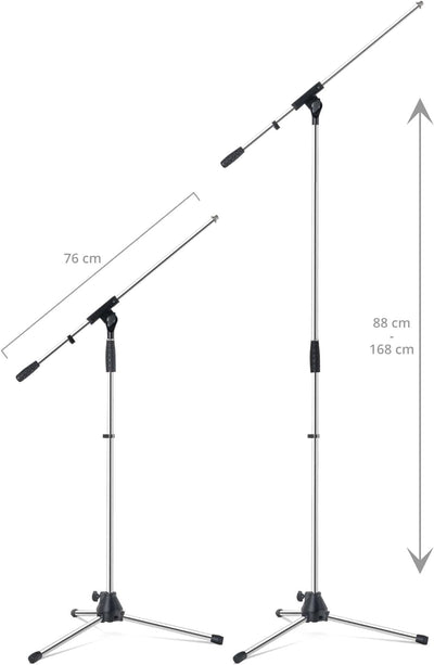Pronomic Mikrofonständer MS-25C Pro 5x Set - dreibeinig mit Gummifüssen - Galgen in Länge und Neigun