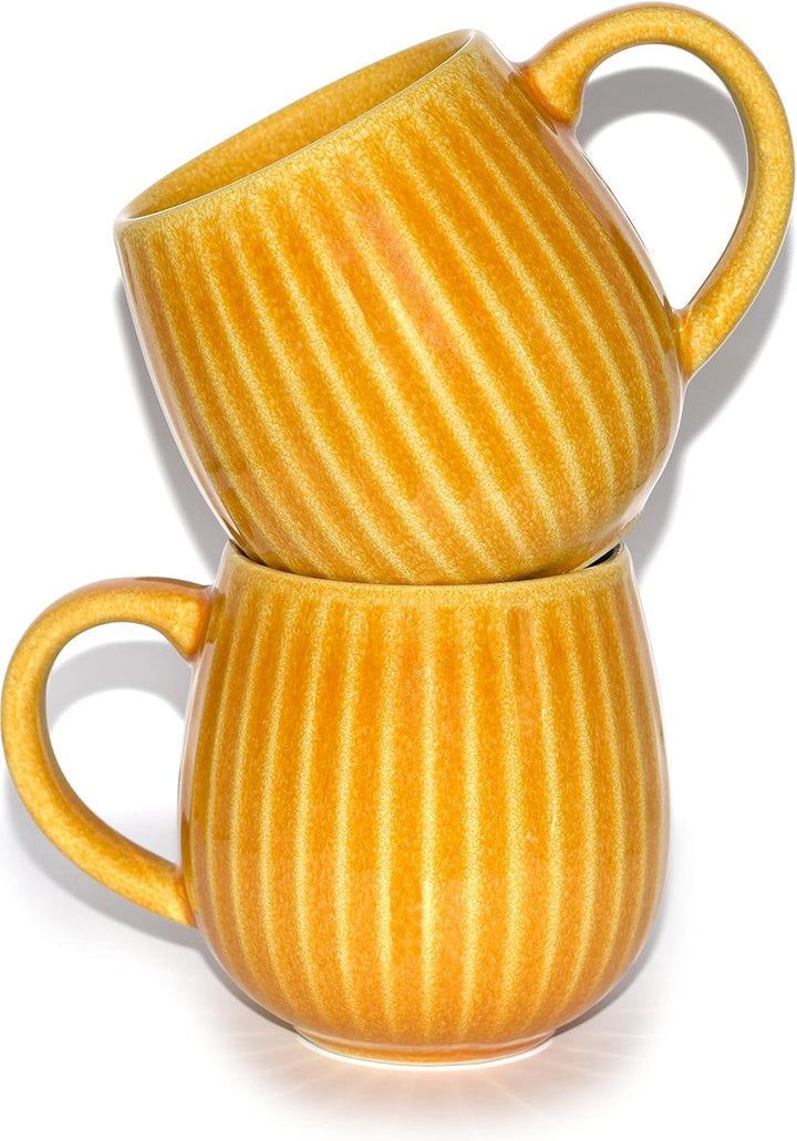 Saumo 2er Set 480 ml Hochwertige Handgefertigte Kaffeetassen aus Porzellan, Kaffee - Tasse in Modern