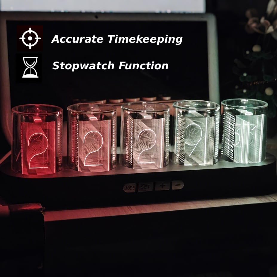 Vollfarbige RGB-Nixie-Röhrenuhr, Nachttischuhr, Umgebungslicht-Dekoration, spezieller digitaler Kale