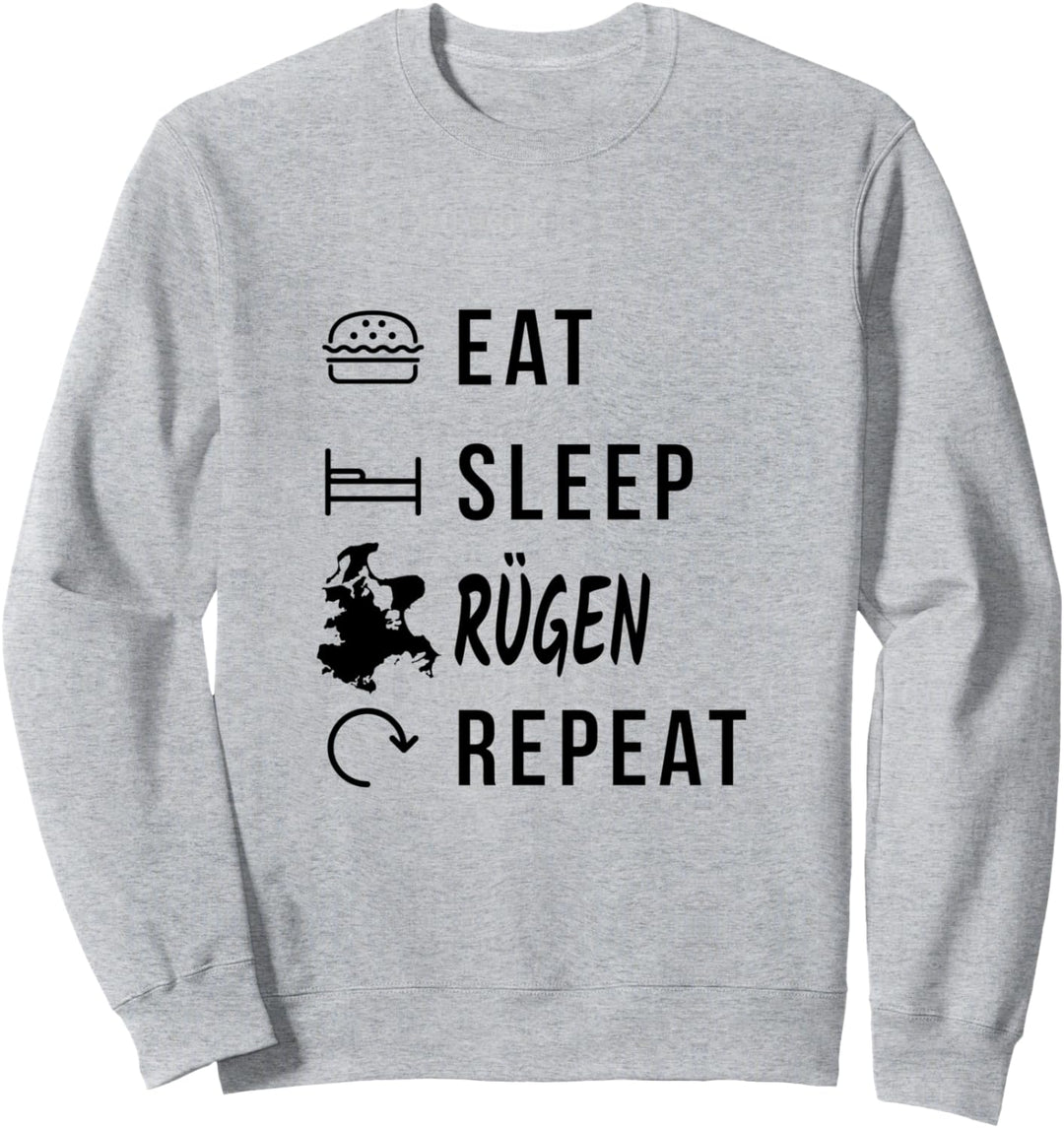 Rügen Eat Sleep Repeat Silhouette Ostsee Insel Urlaub Sweatshirt