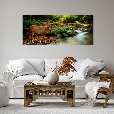 Wandbilder Dekoration Wohnzimmer Herbst berg strom landschaft Panorama Bilder auf Leinwand 120x50cm