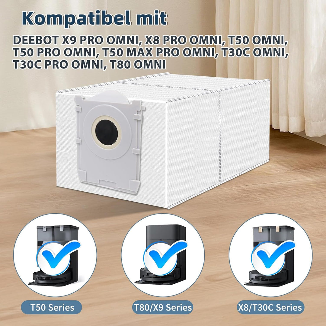 12 Stück Staubbeutel für Ecovacs X8/X9 Pro Omni, T50/T50 Pro/T50 Max Pro Omni, T80 Omni, T30C Pro Om