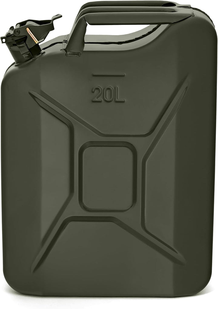 Oxid7® by BW Benzinkanister Metall 2x 20 Liter mit 2x Ausgiesser - Kraftstoffkanister Bronzegrün RAL