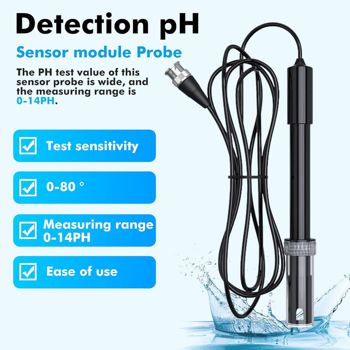 PH Elektrode BNC, 0-14 PH Sonde Pool Aquarium, Lange Karosserie Wasserqualität PH Elektrode Mit BNCS