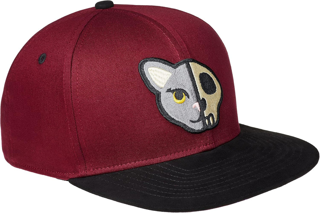 Cadency® Snapback Cap Schrödingers Katze, Damen und Herren, Weinrot, Unisex, Grössenverstellbar