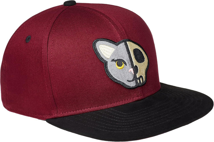 Cadency® Snapback Cap Schrödingers Katze, Damen und Herren, Weinrot, Unisex, Grössenverstellbar