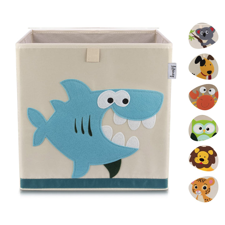 LIFENEY Aufbewahrungsbox Kinder mit Hai Motiv I Spielzeugbox mit Tiermotiv passend für Würfelregale