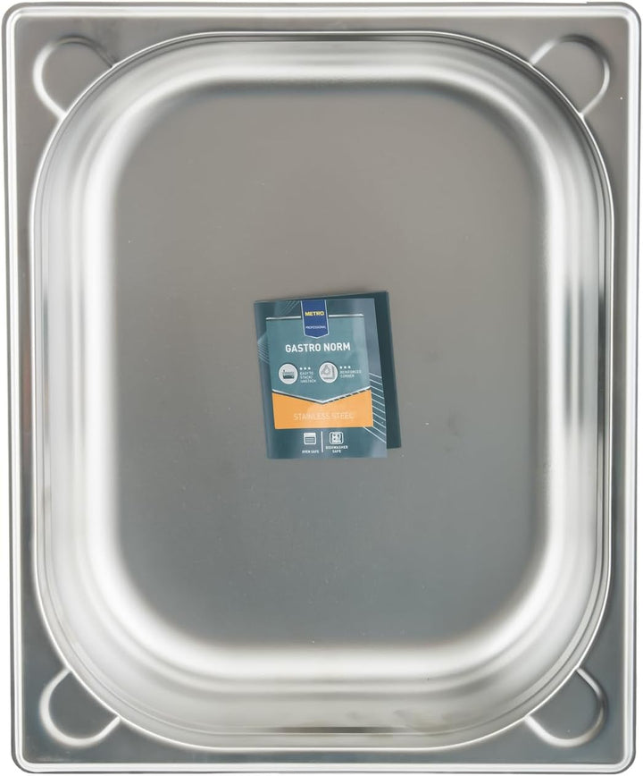 METRO Professional GN-Behälter 1/2, Edelstahl, Höhe 100 mm, lebensmittelechter und hitzebeständiger