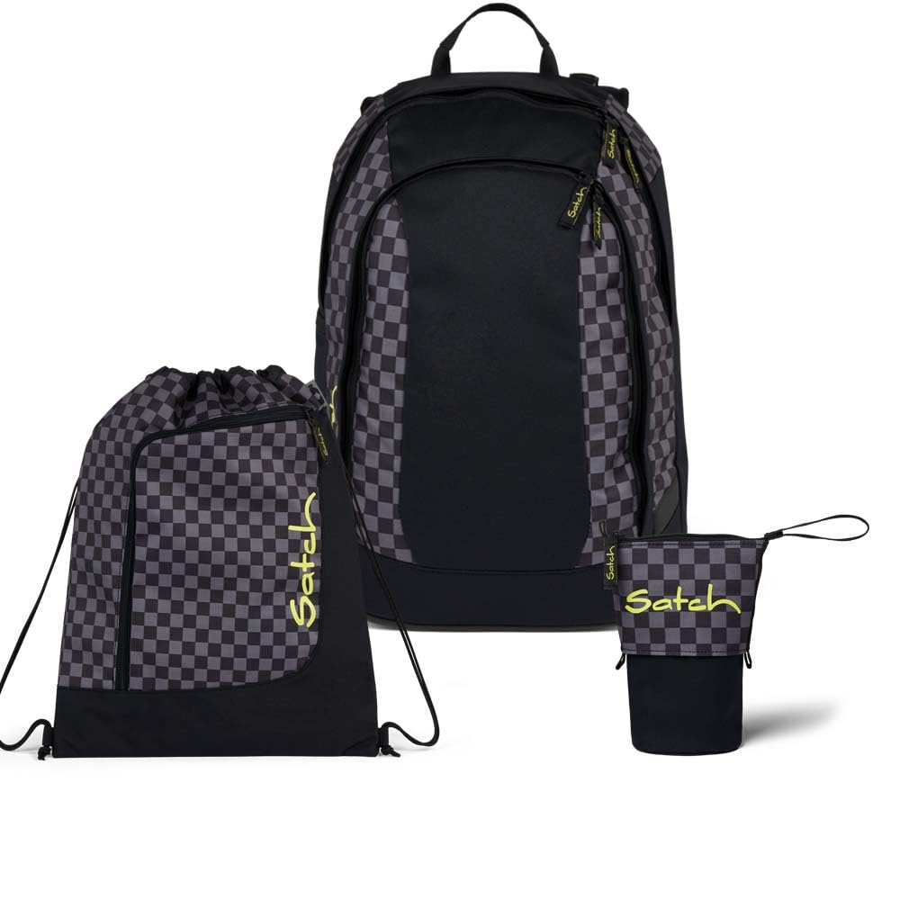 Satch Air Light Edition Schulrucksack Set 3tlg. inkl. Pencil Slider und Sportbeutel Dark Skate, Dark