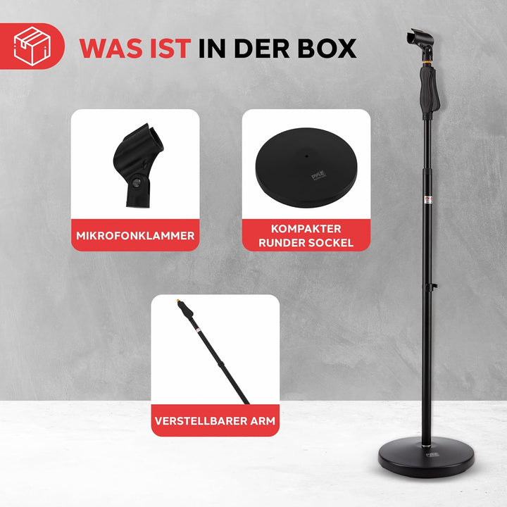 Pyle Universeller Mikrofonständer – M-6 Mikrofonhalter und Höhenverstellbar von 27,5” bis 57,5” Zoll
