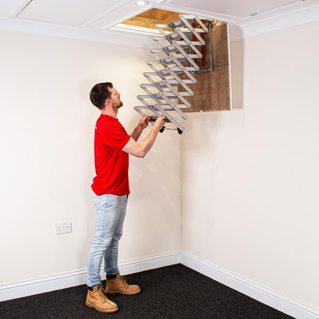 BPS Ziehharmonika-Loftleiter – einfache Montage (3.05m (10')) 10 ft, 10 ft