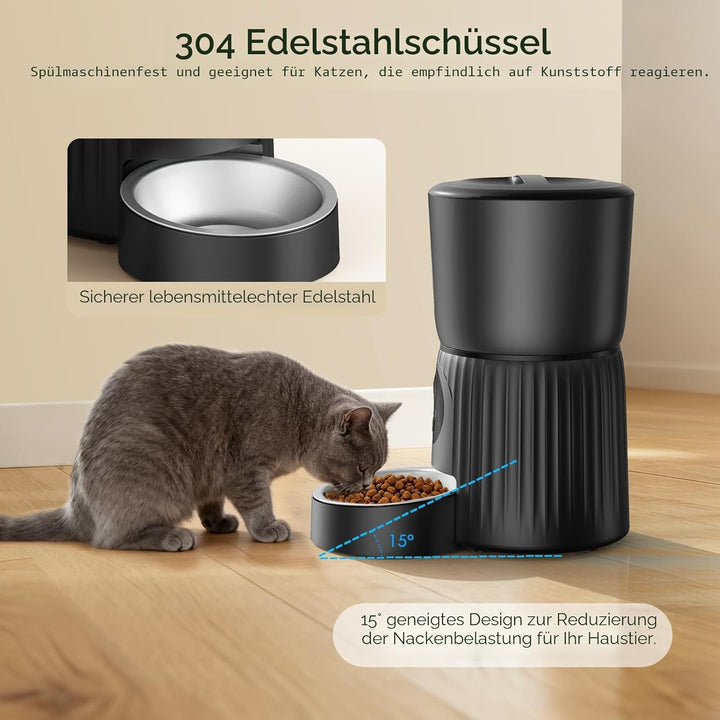 Faroro Futterautomat Katze mit WiFi, 1080P HD Video Katzenfutter Automat mit Nachtsicht, 4L Futtersp
