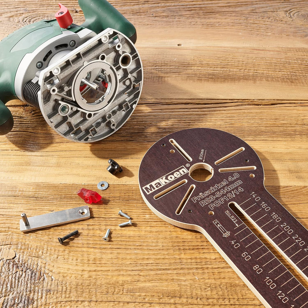 Fräszirkel Kreisschneider passend für Bosch Oberfräse POF1200 1400 AE ACE MaKoen mm Skala mm-Skala,