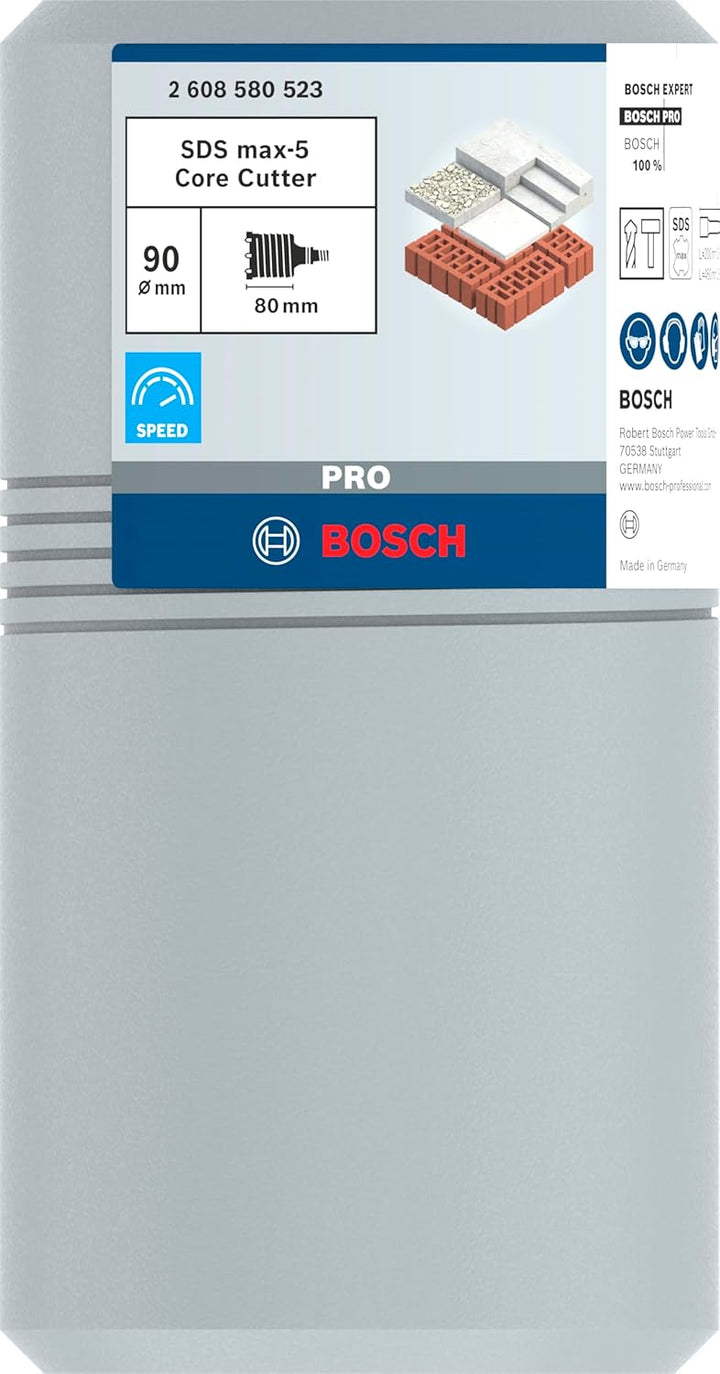 Bosch Professional Hohl-Bohrkrone SDS-max-9 Core Cutter zweiteilig mit Gewinde (Ø 90 mm) 90 mm 80 mm
