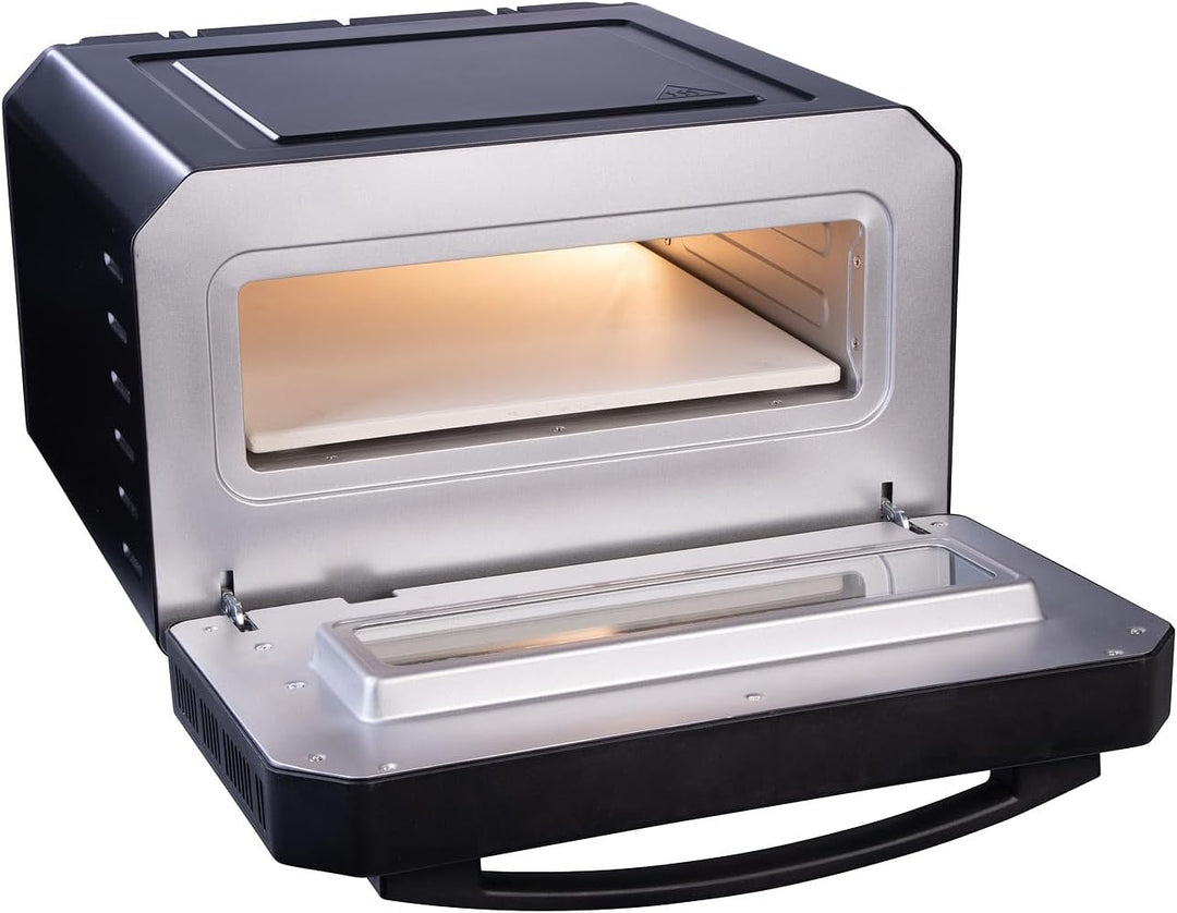 Backofen: Elektrischer Pizzaofen mit Pizzastein, bis 400 °C, 1.700 Watt, Timer (Küchenzubehör, Brotb