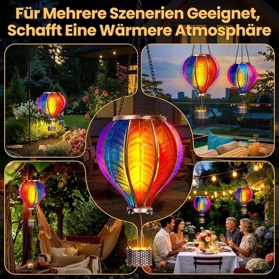 JONRRYIN 2er Solar Heissluftballon, Extra Gross 46,5x13,8cm Solarlaterne für Aussen, Heissluftballon