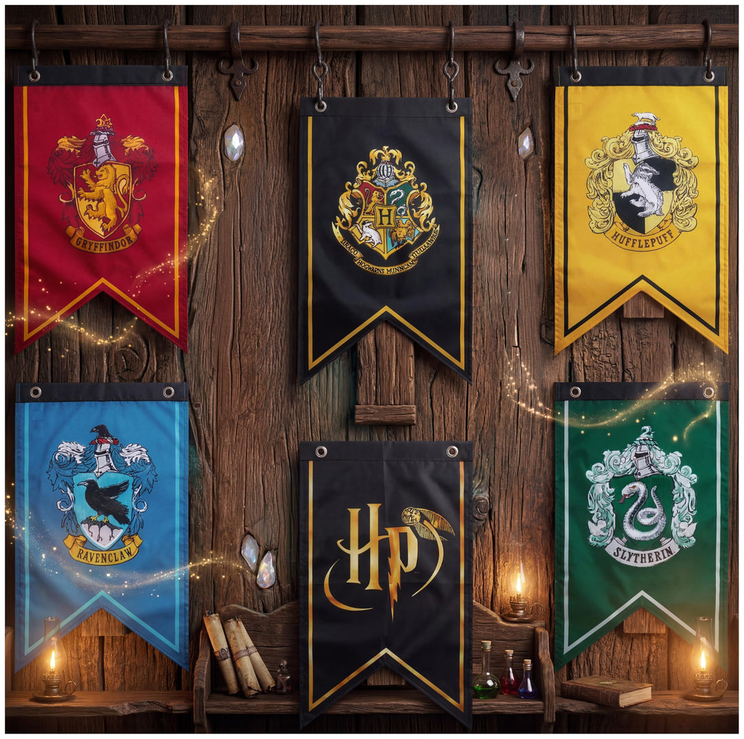 Harry Potter Party Deko Zimmer Hogwarts Wappen, 6er Set, Geburtstag Banner, Wand Dekoration mit Gryf