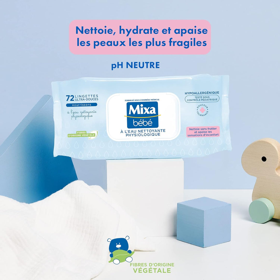 Mixa Bébé Feuchttücher mit Wasser, physiologisch, 12 Stück