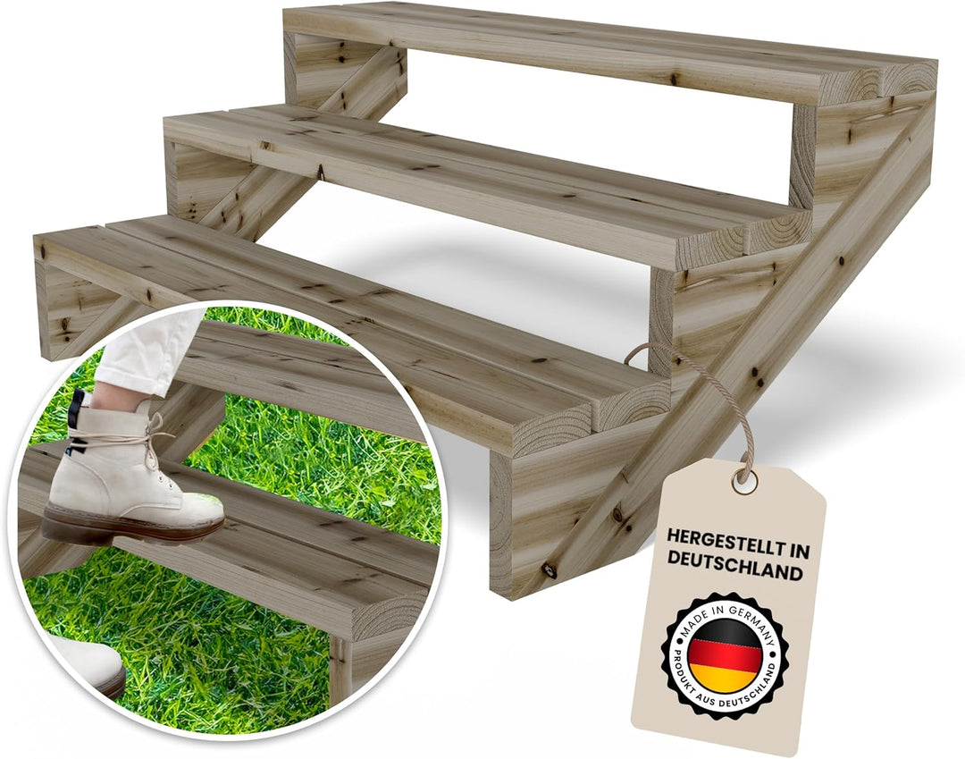 Gartenwelt Riegelsberger Terrassentreppe Breite 120 cm Treppe mit 3 Stufen Geschosshöhe 55 cm Massiv