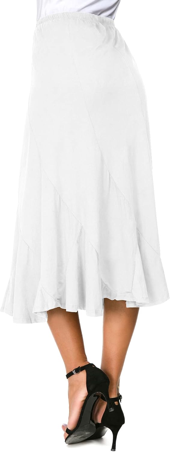 Eleganter Verdicktem Wildleder Midirock mit Elastischer Taille A-Linien Flare Spleiss Langer Rock fü