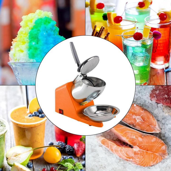 Topteng Electric Ice Crusher Machine 143LBS/Hr Snow Cone Maker Ice Shaver 500W EU Plug with Splash-P