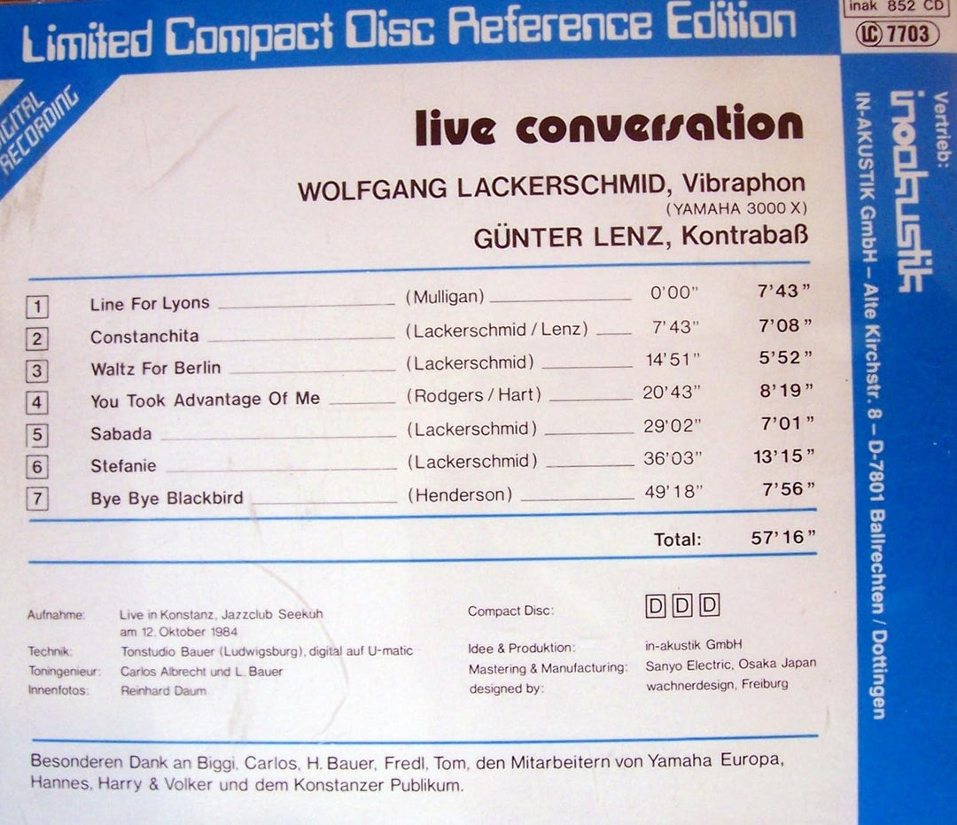 Live Conversation, Audio-CD