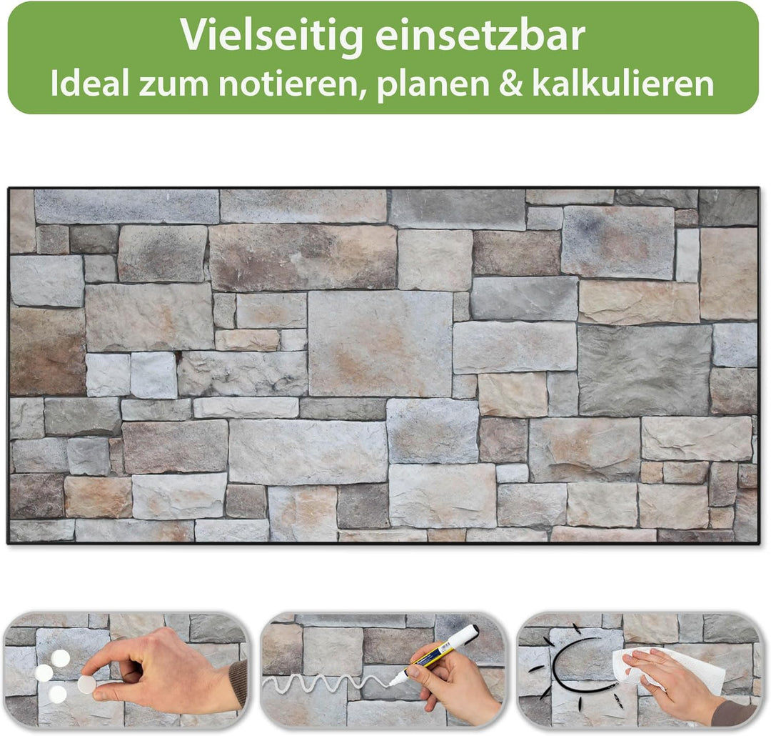 banjado Magnettafel schwarz 78 x 37cm / Magnetwand Metall/Magnetpinnwand als Memoboard/Pinnwand Magn