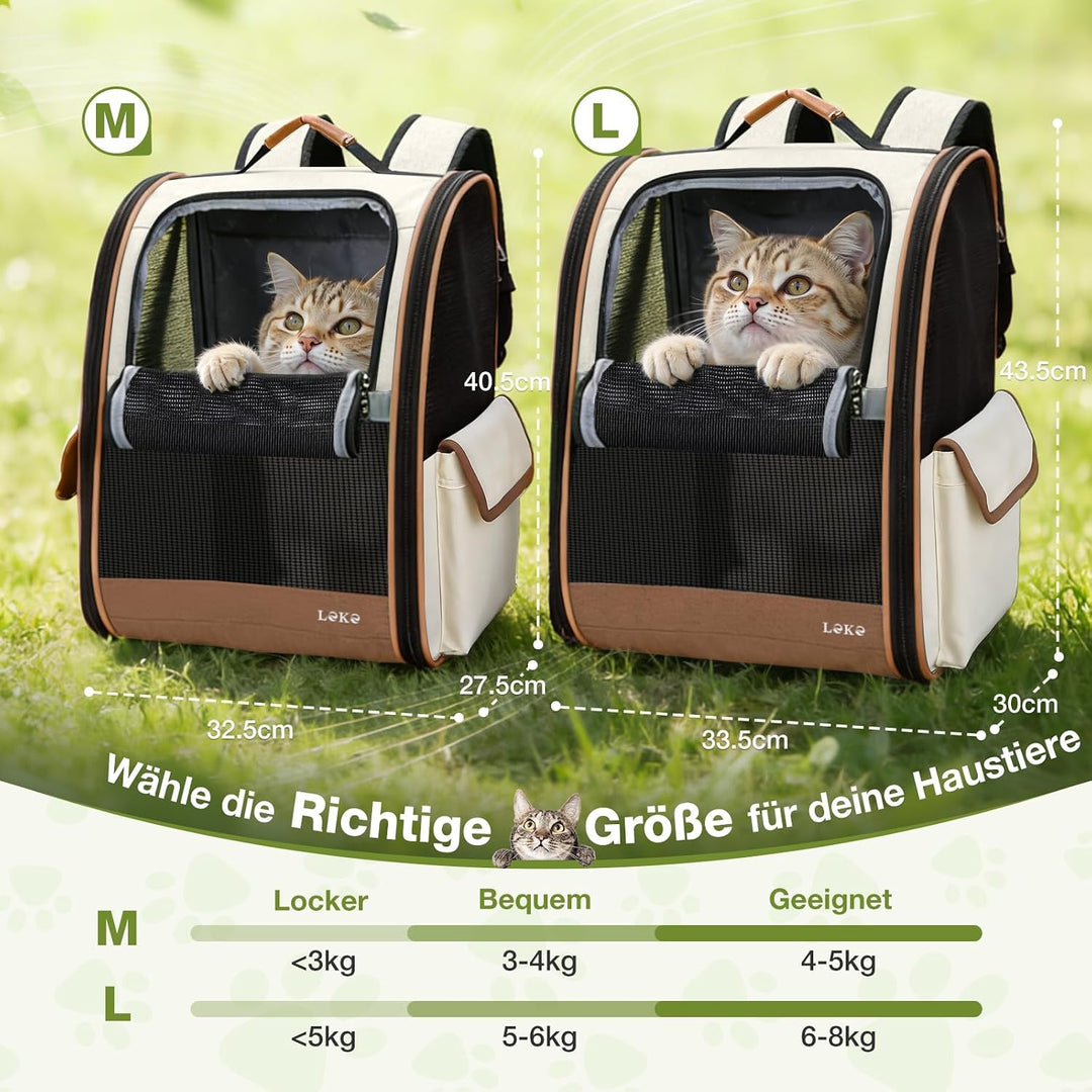 Lekesky Katzen Rucksack Hunderucksack für Mittel/Kleine Haustiere(2-8KG), KatzenRucksack mit Netzfen