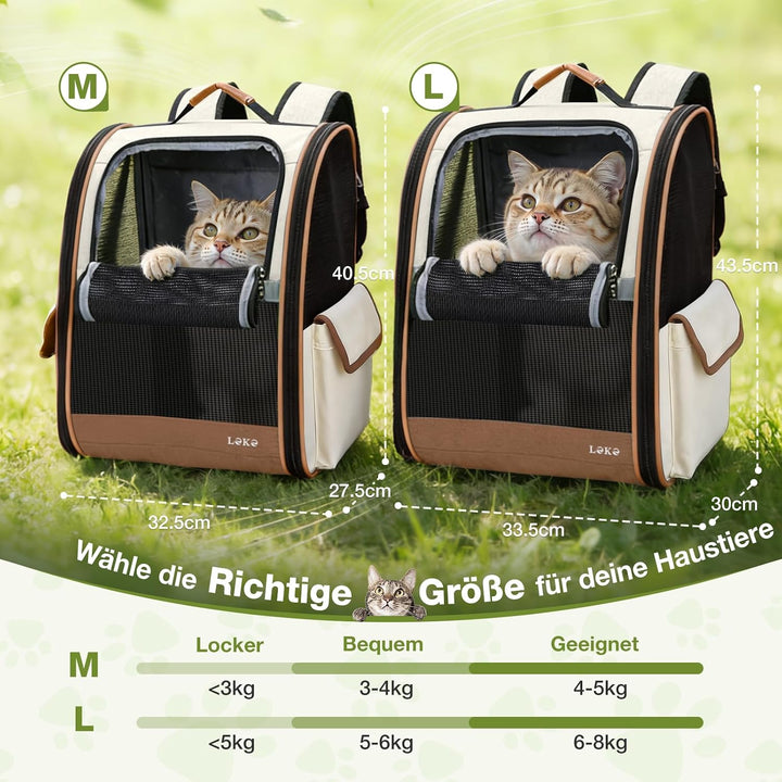 Lekesky Katzen Rucksack Hunderucksack für Mittel/Kleine Haustiere(2-8KG), KatzenRucksack mit Netzfen