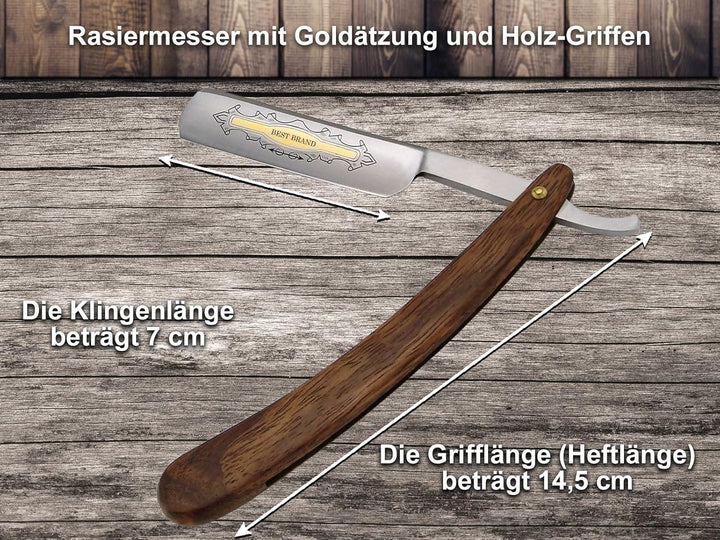 Rasiermesser Set EXTRA ROBUSTER Abziehleder Rasiermesser Goldätzung 5.8 Zoll + Paste aus Solingen