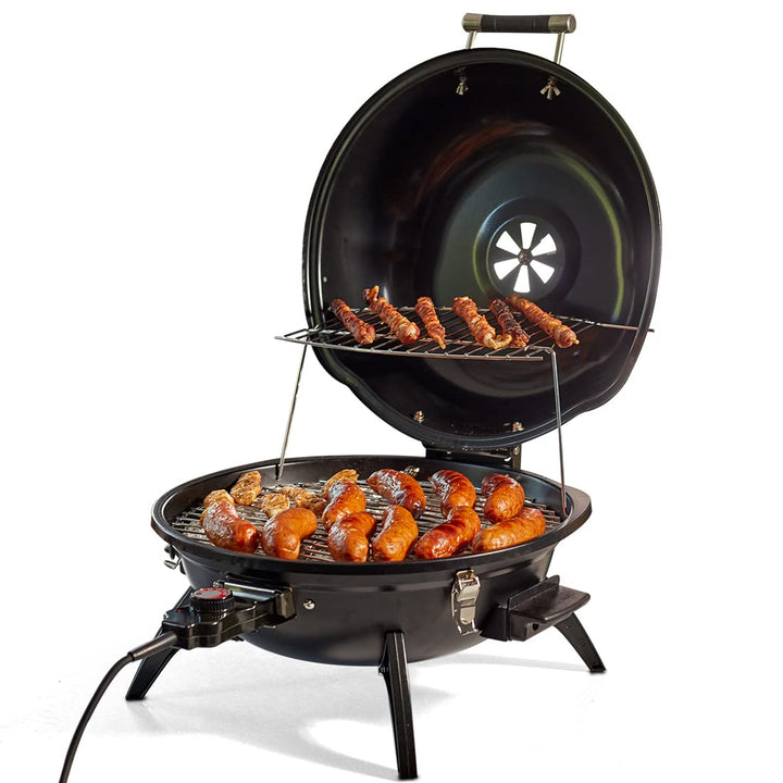 CUSIMAX Elektrogrill Tischgrill, für Innen- & Aussennutzung, Balkon, Garten & Küche, 1600W Tragbarer