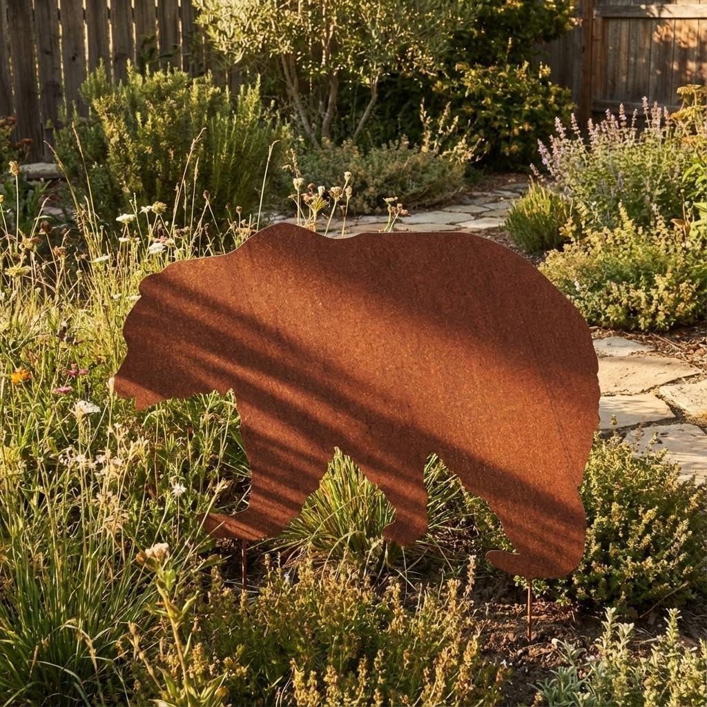 Kapaga - Gartenfigur aus Rost auf Einschlagbeinen - Metall Tierfigur - Edelrost Dekofigur - Tier Fig
