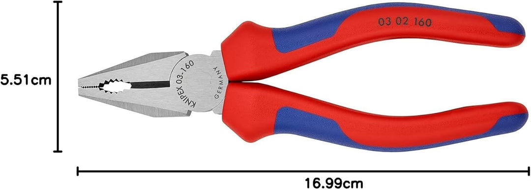 Knipex Kombizange schwarz atramentiert, mit Mehrkomponenten-Hüllen 160 mm 03 02 160 160 mm atramenti
