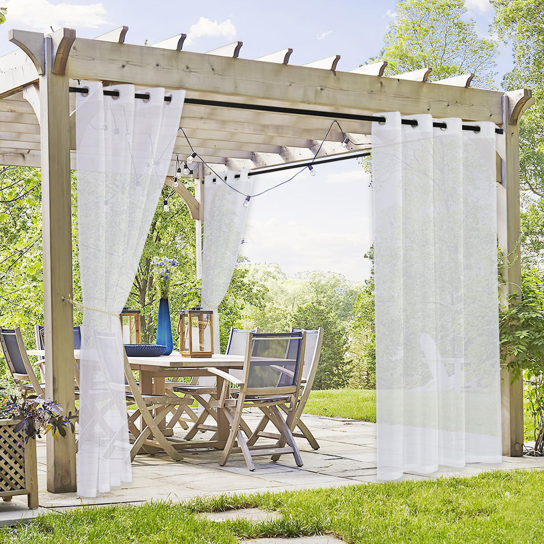PONY DANCE Outdoorvorhänge mit Ösen 2er Set H 213 x B 137 cm Pavillon Vorhänge Leinenoptik Outdoor G