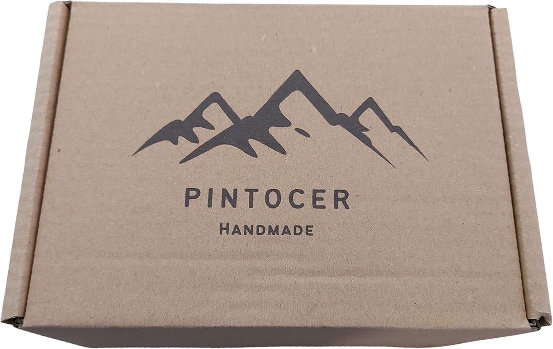 PintoCer - Espresso Kaffeetassen aus weissem Steingut, ohne Griff mit brauner Untertasse (Schwarz/Gr