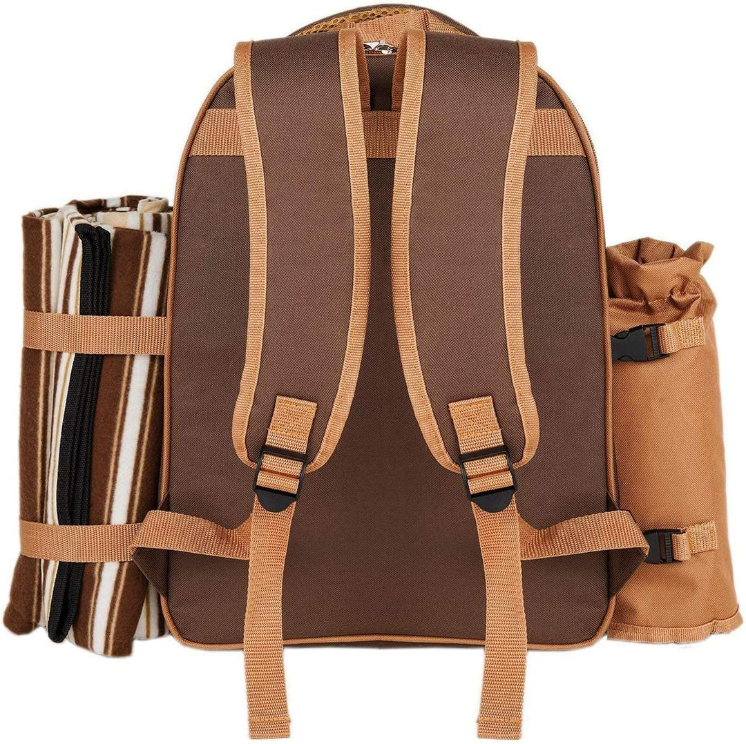 Hap Tim Picknick-Rucksack für 4 Personen mit Kühlfach, abnehmbarem Flaschen-/Weinhalter, Fleece-Deck